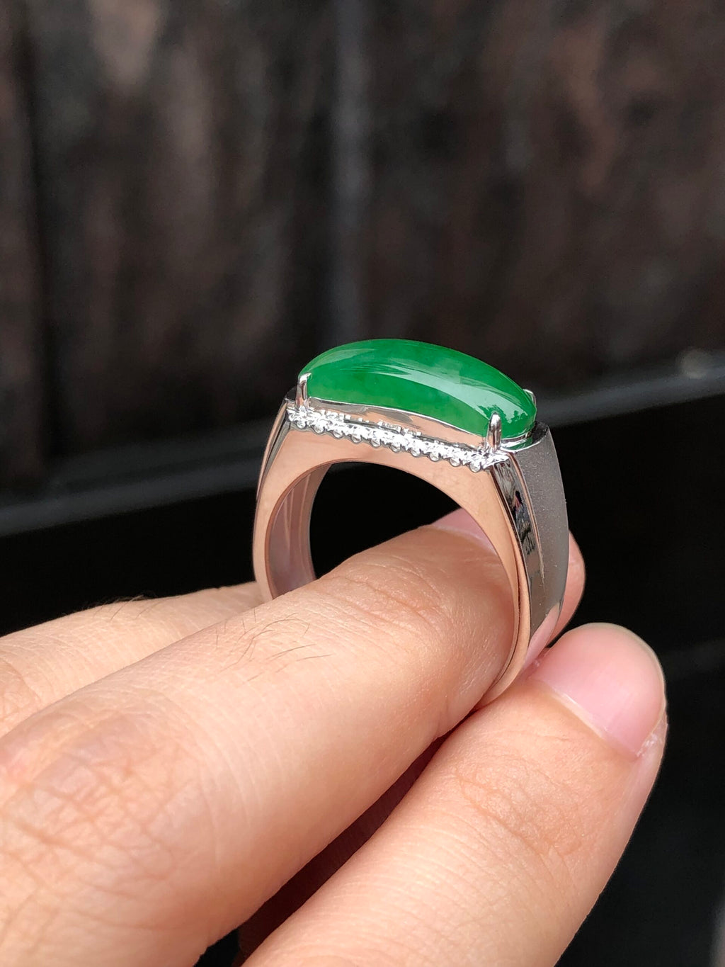 Icy Green Jade Saddle Ring