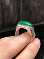 Icy Green Jade Saddle Ring