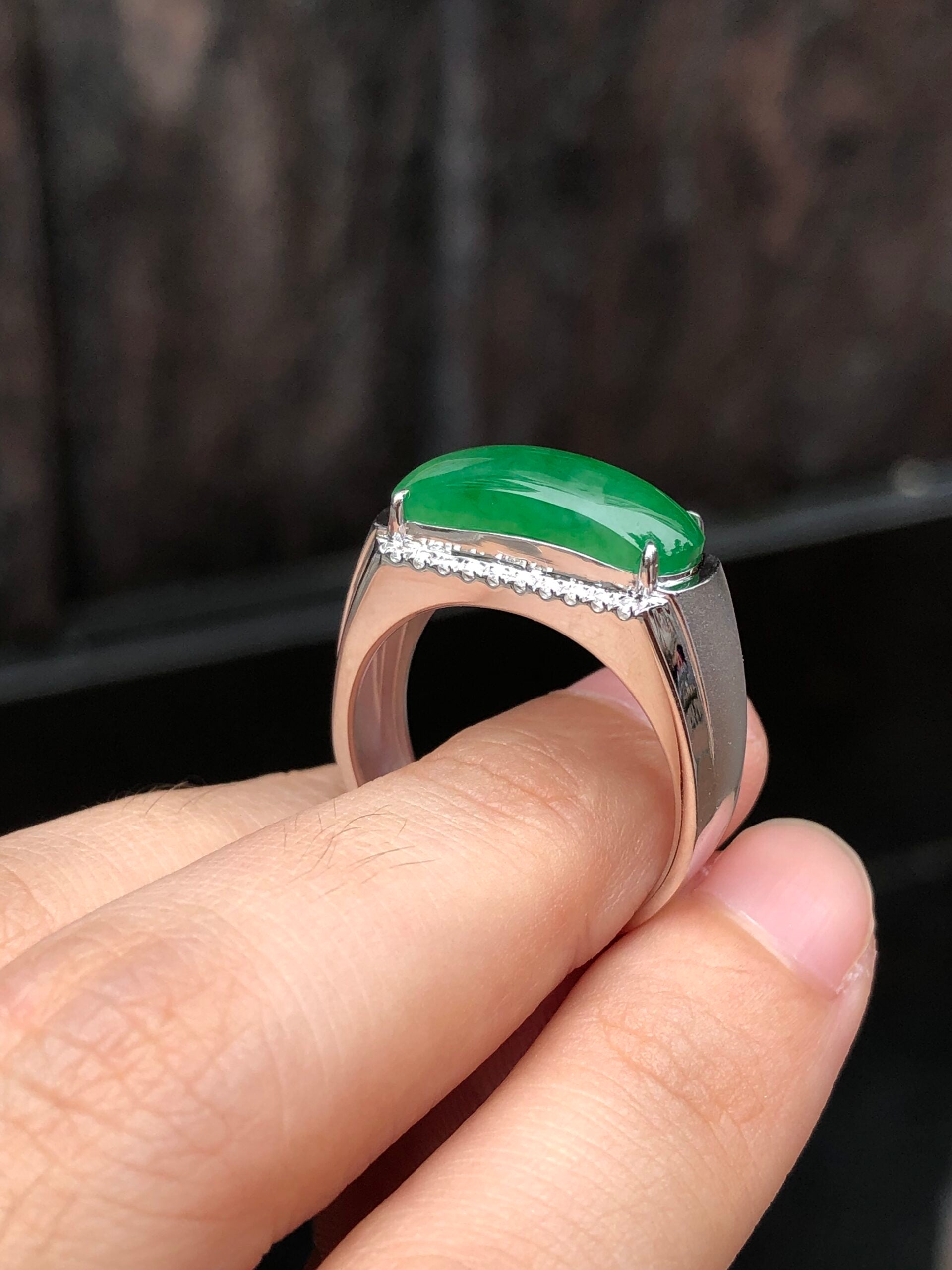 Icy Green Jade Saddle Ring