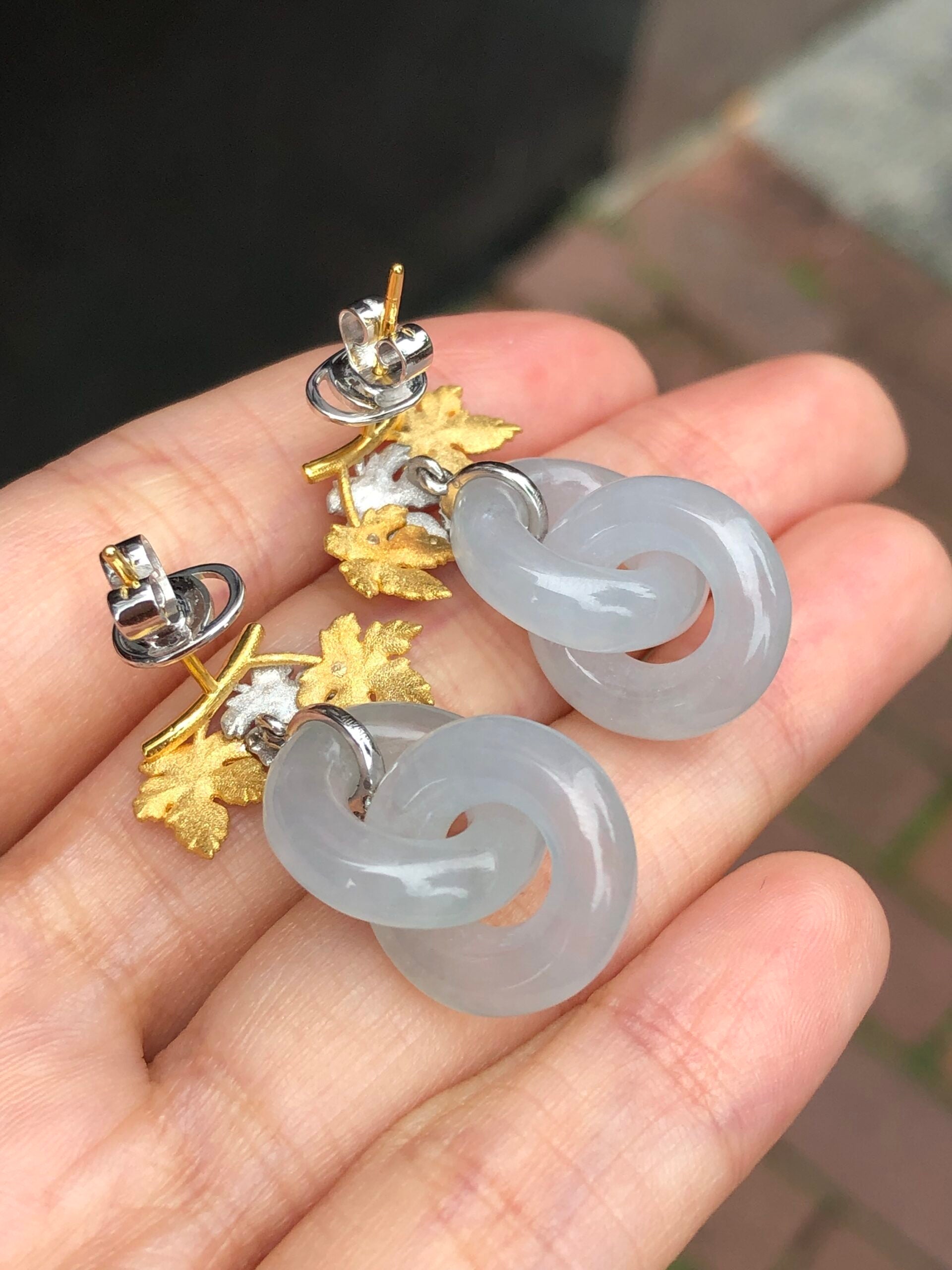 Icy Jade Double Loops Earrings