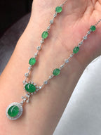 Natural Type A Green Cabochon Jadeite Necklace | ClassicJade Singapore