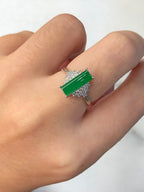 Green Jade Cylindrical Shaped Ring