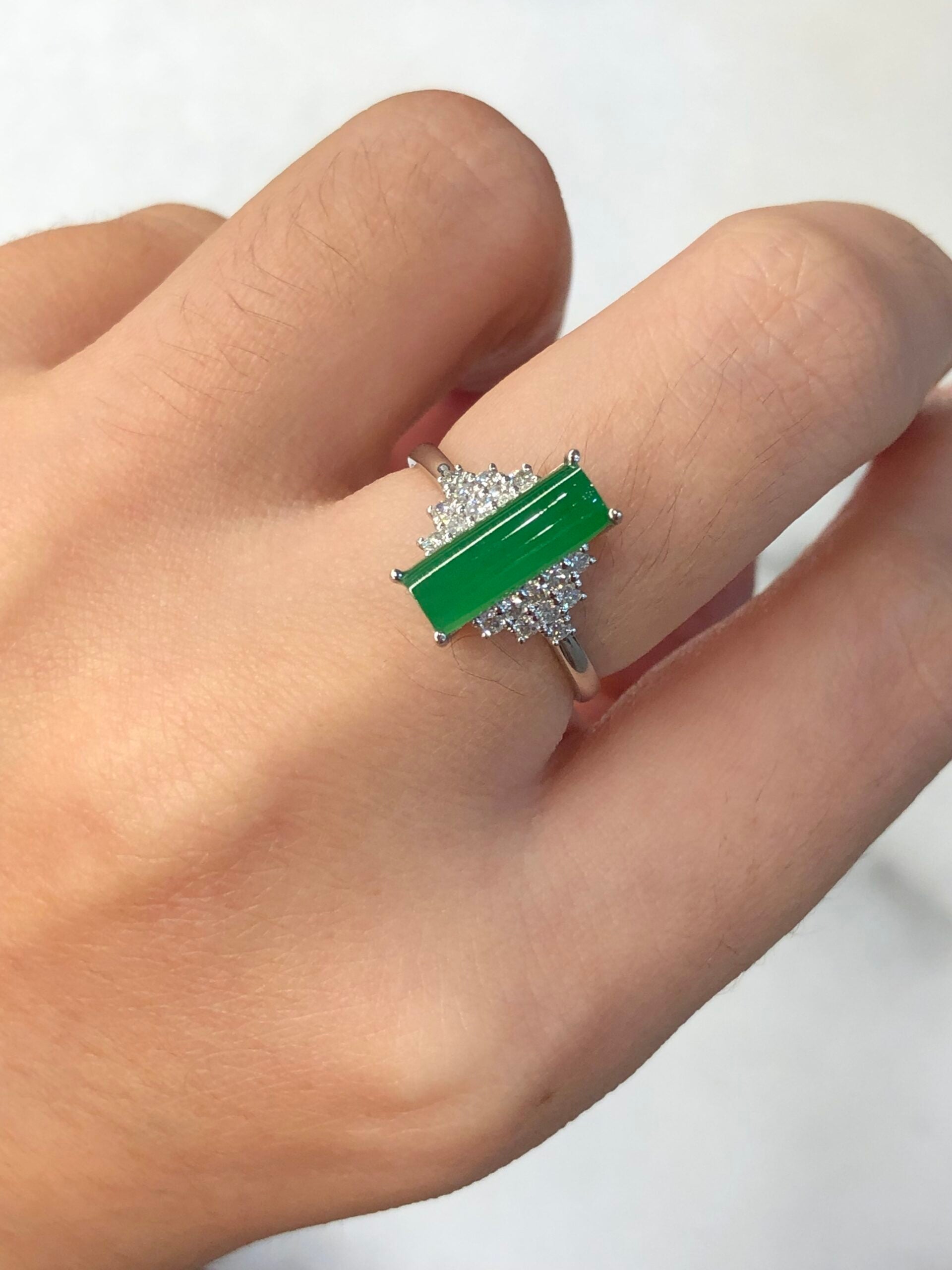Green Jade Cylindrical Shaped Ring