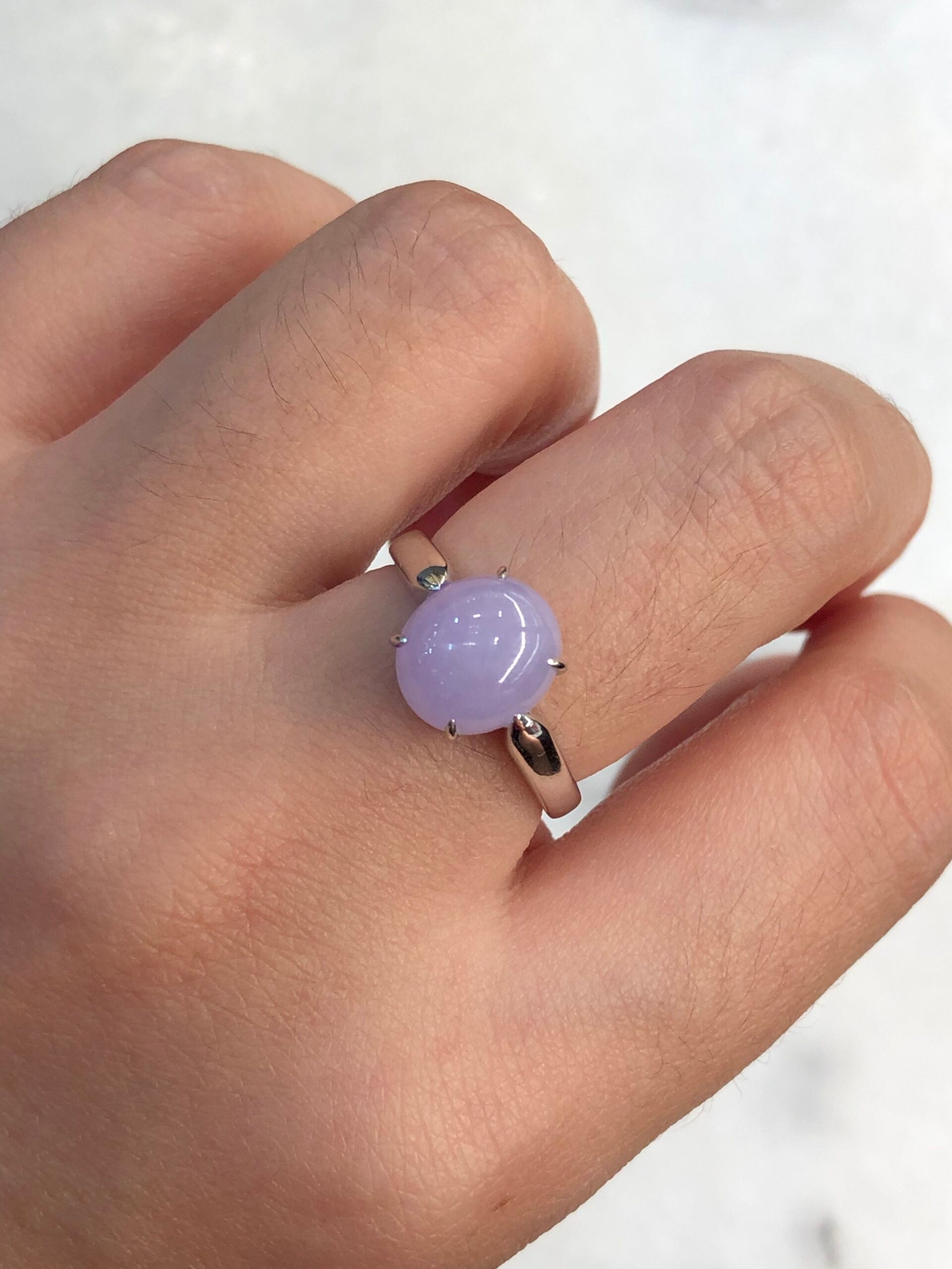 Lavender Jade Cabochon Ring