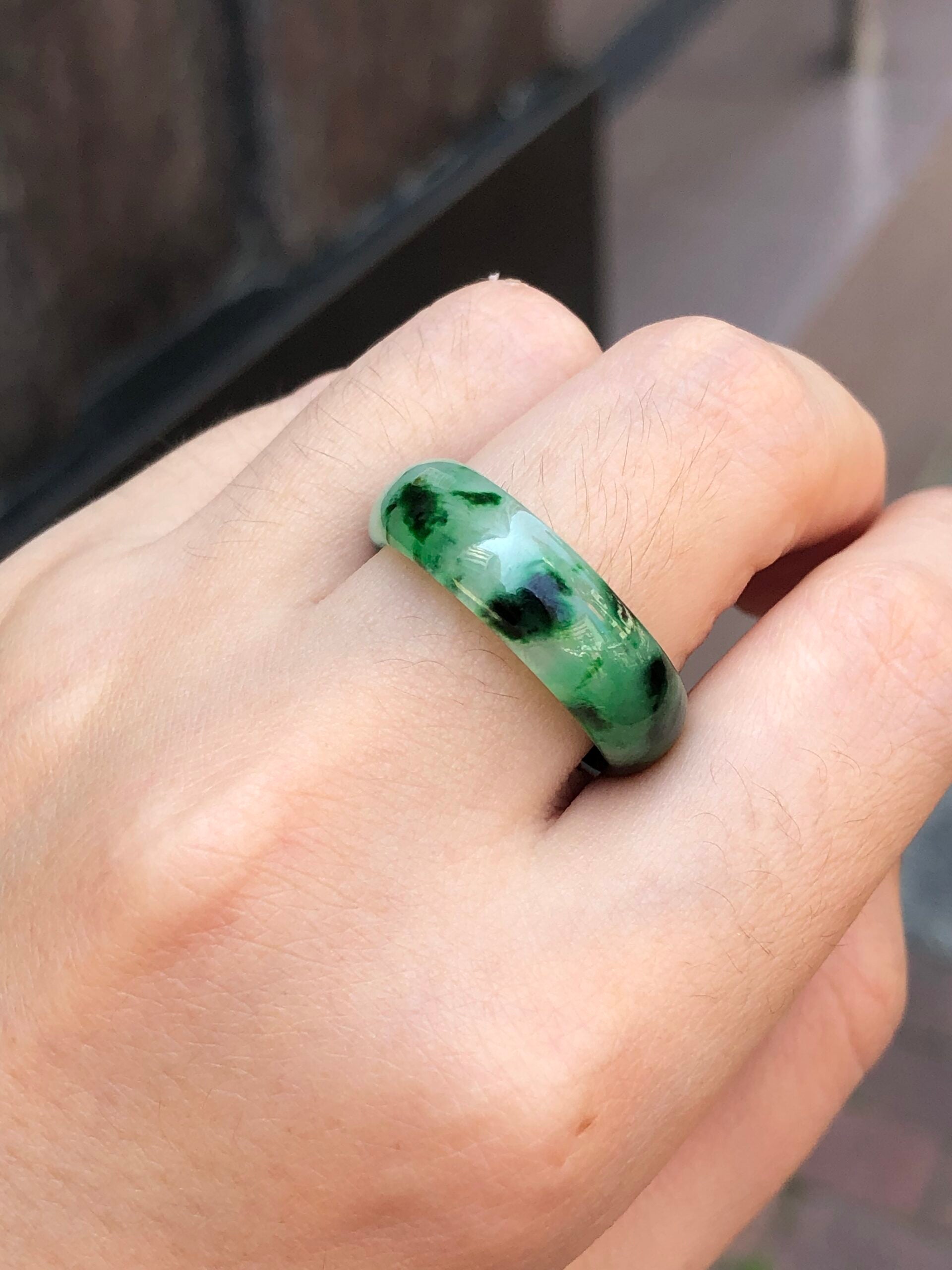 Green Jade Hololith Ring