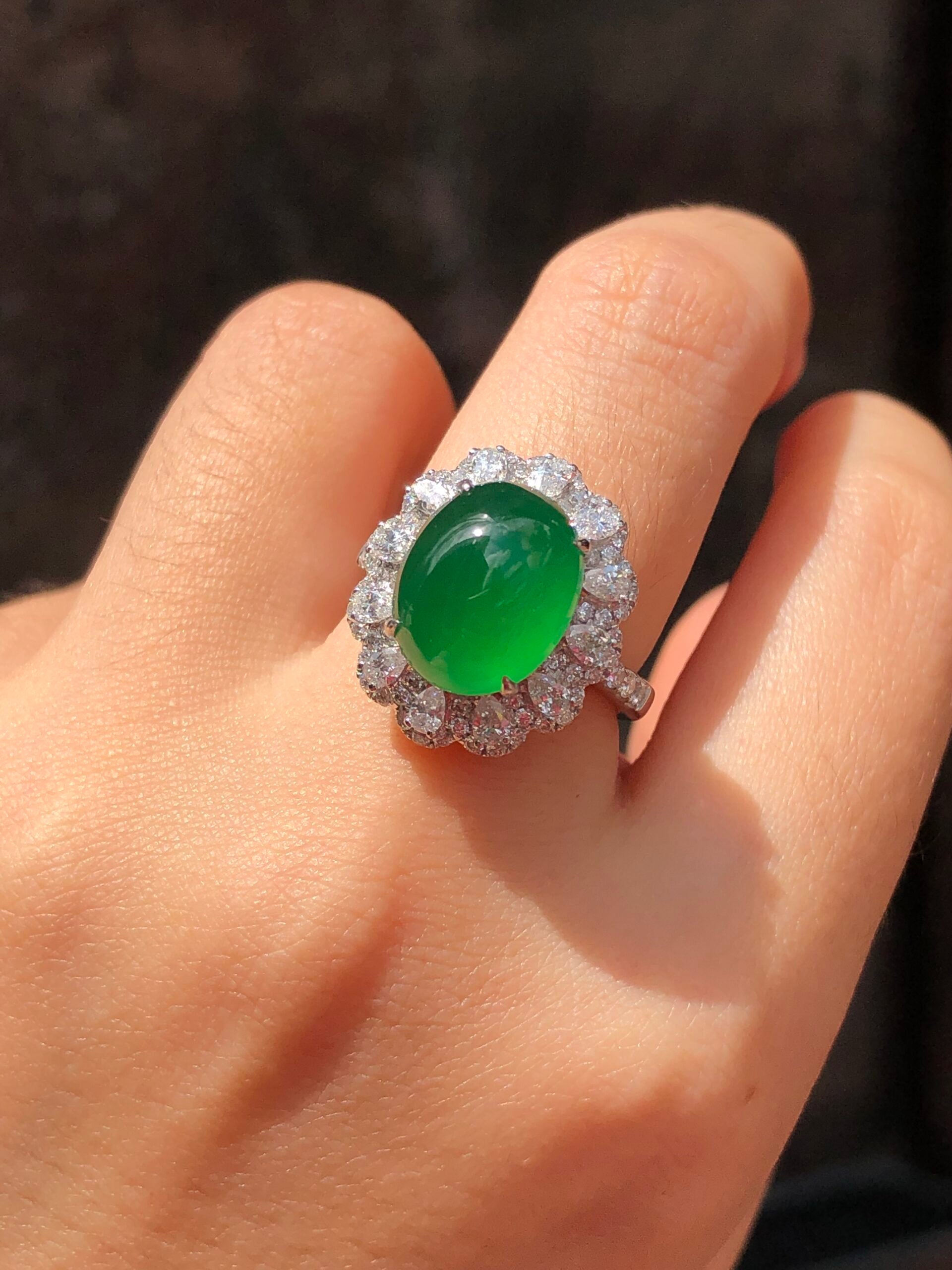 Green Jade Cabochon Ring/ Pendant