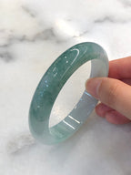 Icy Bluish Green Floral Jade Bangle