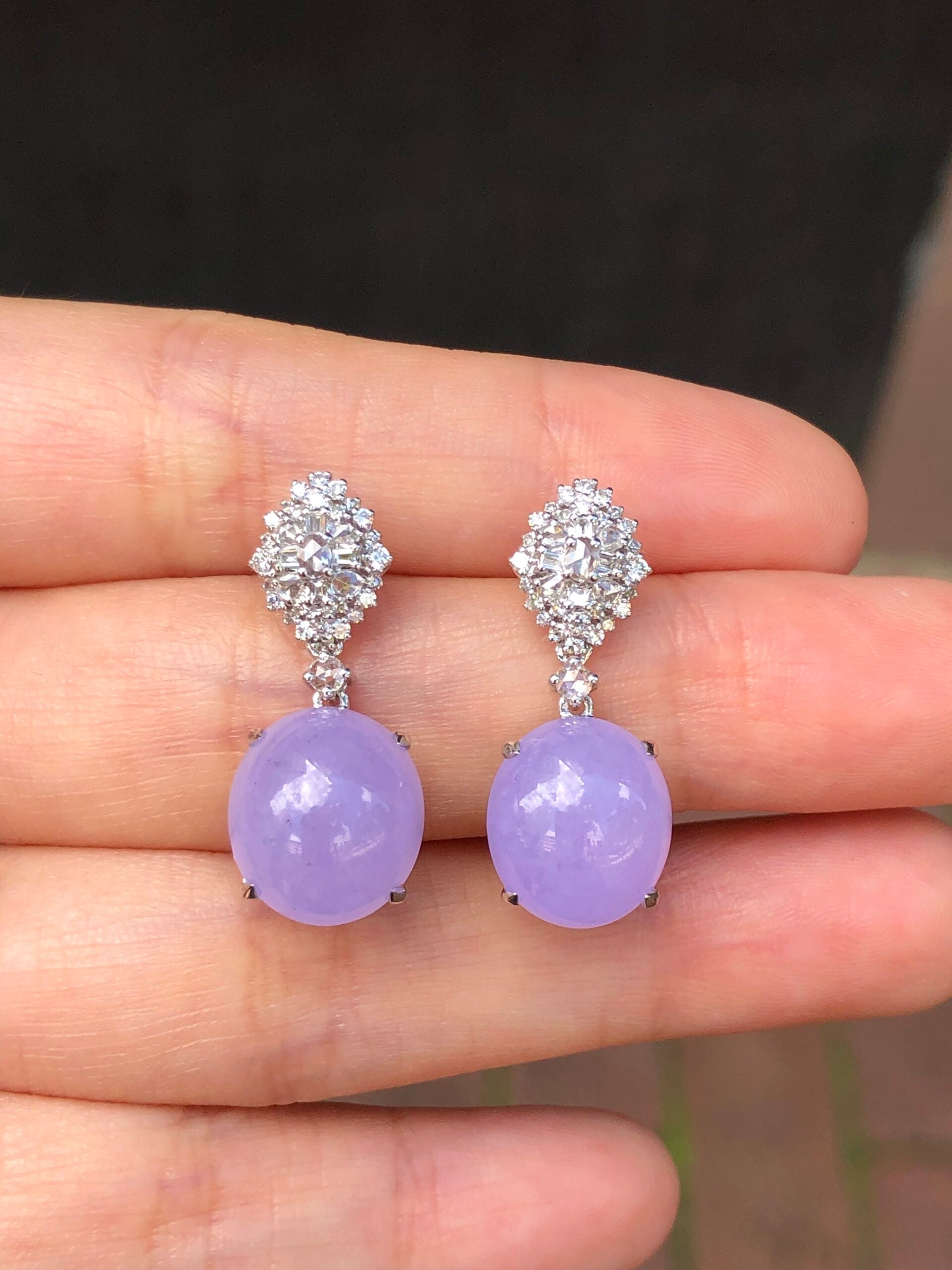 Icy Lavender Jade Cabochons Earrings