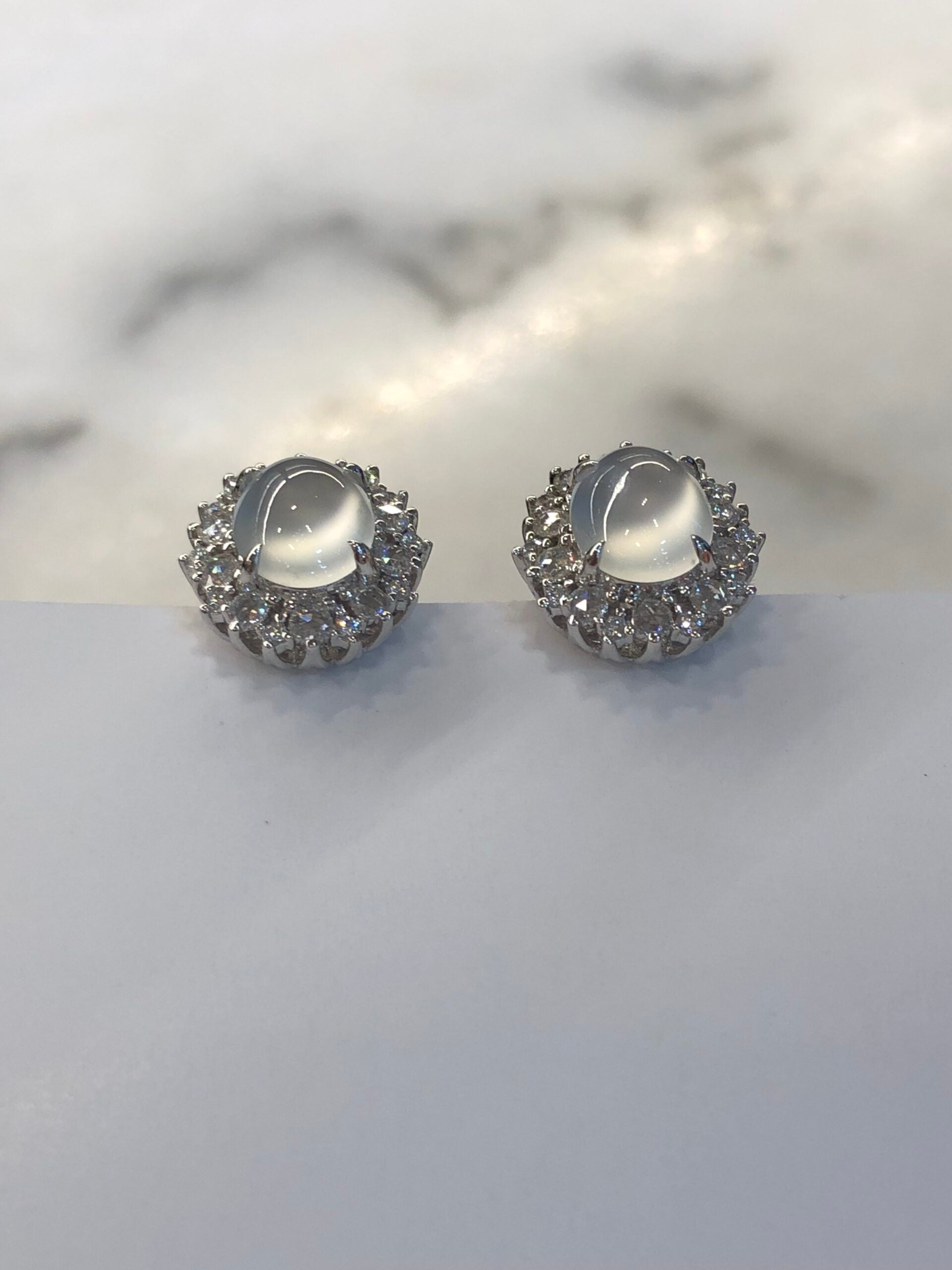 Icy Jade Cabochons Earrings (Glassy Variety)