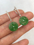 Icy Green Jade Safety Coin Earrings