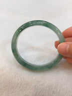 Icy Bluish Green Floral Jade Bangle