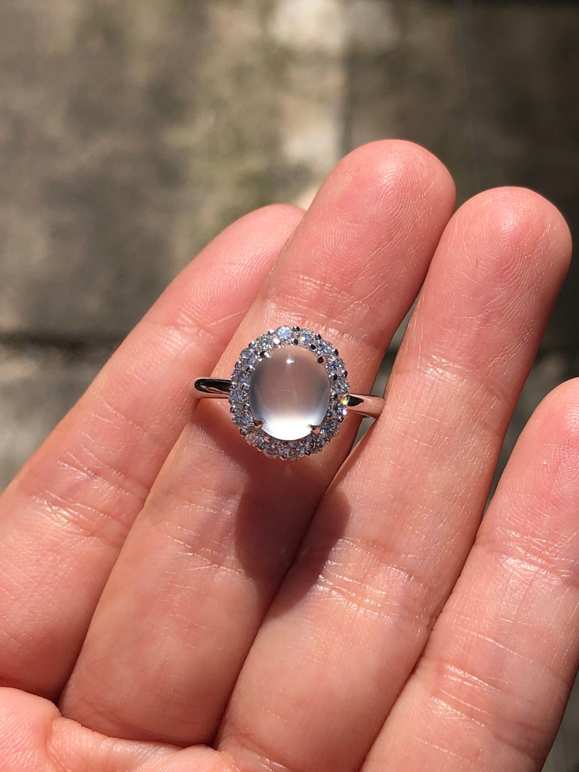 Icy Jade Cabochon Ring (Glassy Variety)