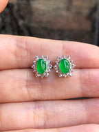 Icy Green Jade Cabochons Earrings