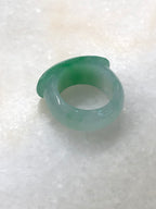 Natural Type A Green Jadeite Saddle Hololith Ring | ClassicJade Singapore Jewellery