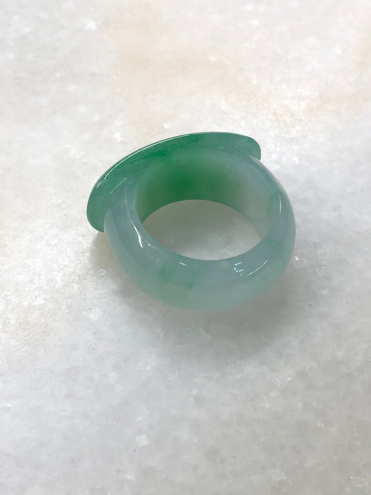 Natural Type A Green Jadeite Saddle Hololith Ring | ClassicJade Singapore Jewellery