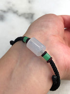Icy with Green Jade Barrels Bracelet