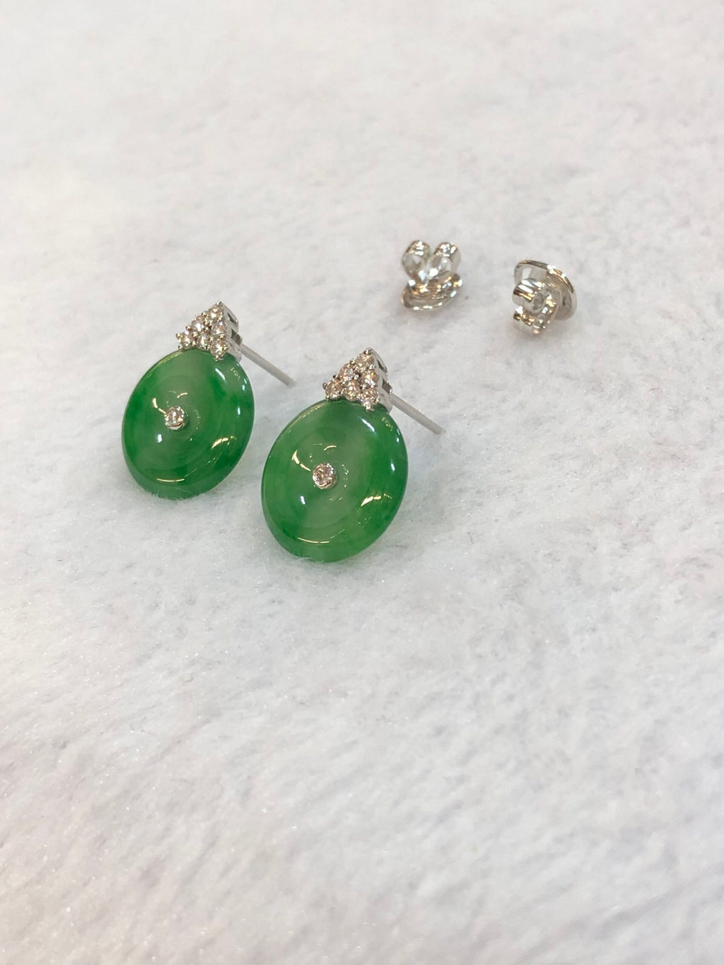Icy Green Safety Coin Earrings