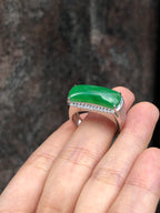 Green Jade Saddle Ring