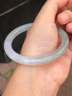 Icy White with Green Jade Bangle