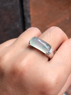 Icy with Green Jade Saddle Ring