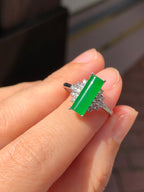 Green Jade Cylindrical Shaped Ring