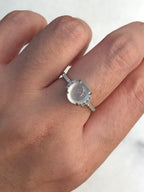 Icy Jade Cabochon Ring (Glassy Variety)