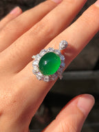 Green Jade Cabochon Ring/ Pendant