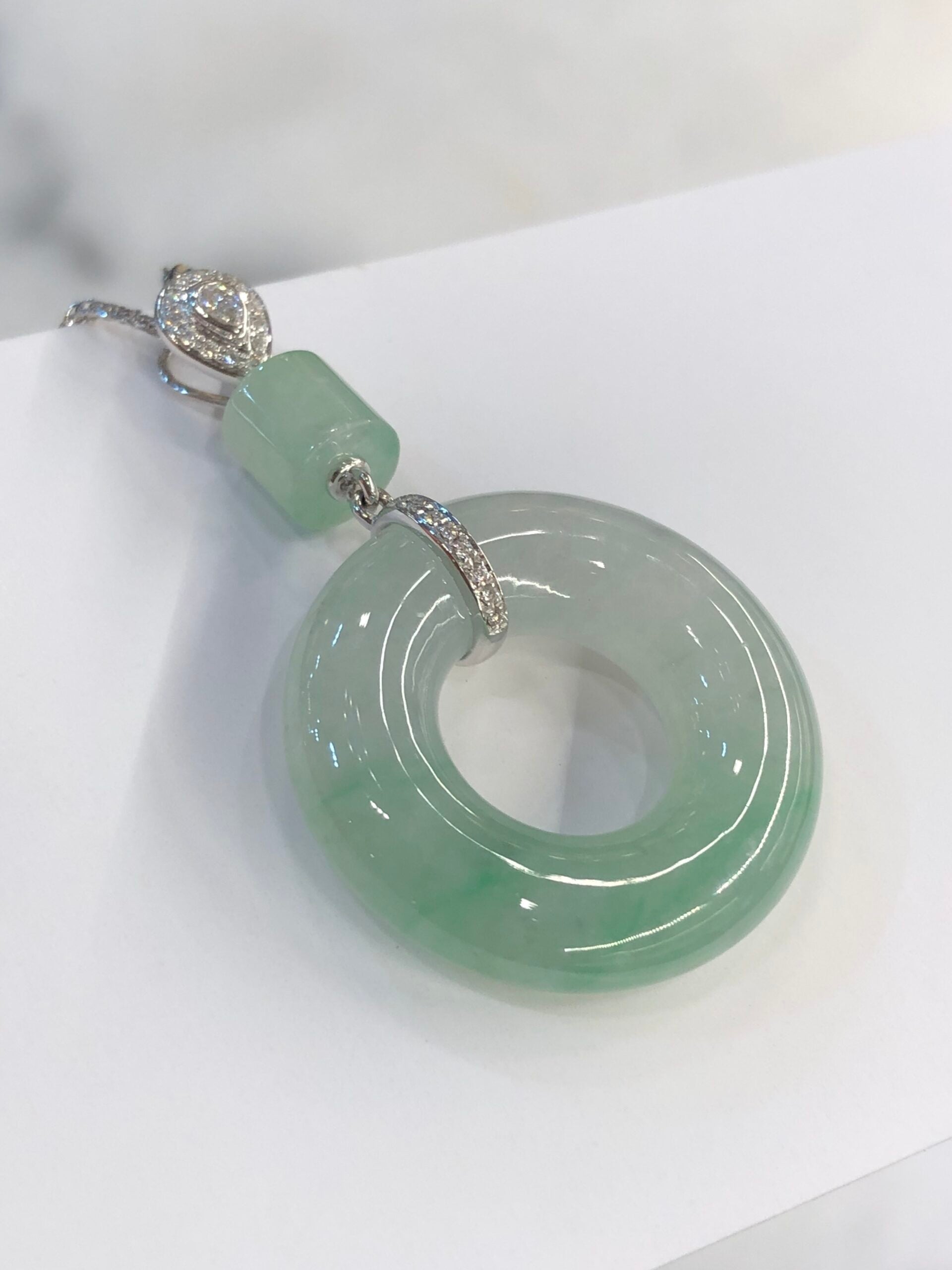 Icy Green Jade Donut Pendant