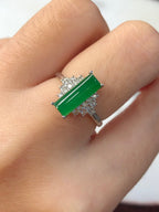 Green Jade Cylindrical Shaped Ring