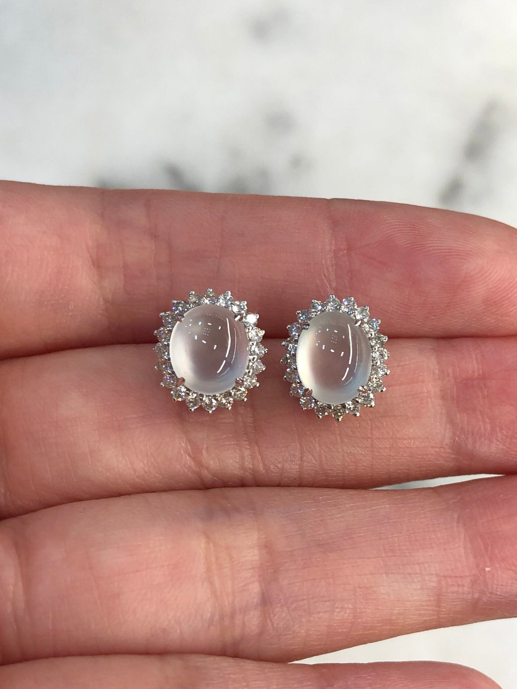 Icy Jade Cabochons Earrings (Glassy Variety)