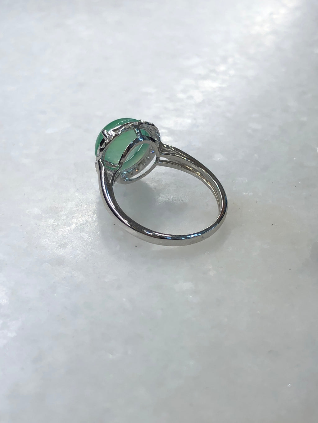 Natural Type A Icy Green Cabochon Jadeite Ring | ClassicJade Singapore
