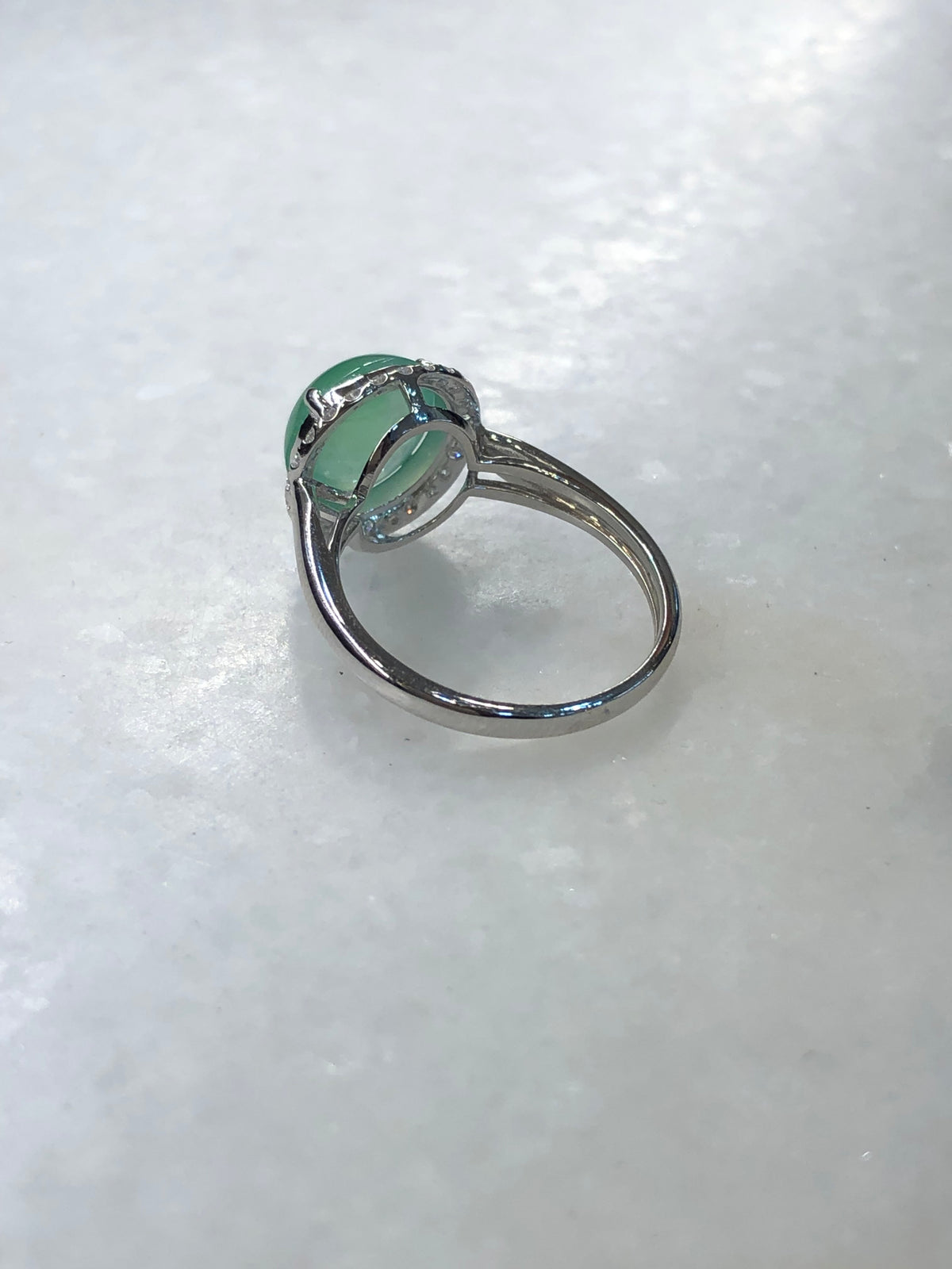 Natural Type A Icy Green Cabochon Jadeite Ring | ClassicJade Singapore