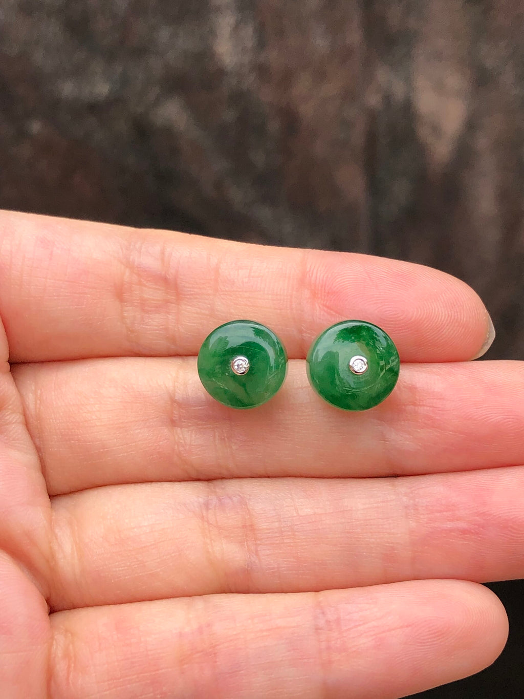 Icy Green Jade Safety Coin Earrings