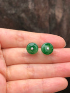 Icy Green Jade Safety Coin Earrings