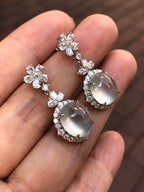 Icy Jade Cabochon Earrings (Glassy Variety)