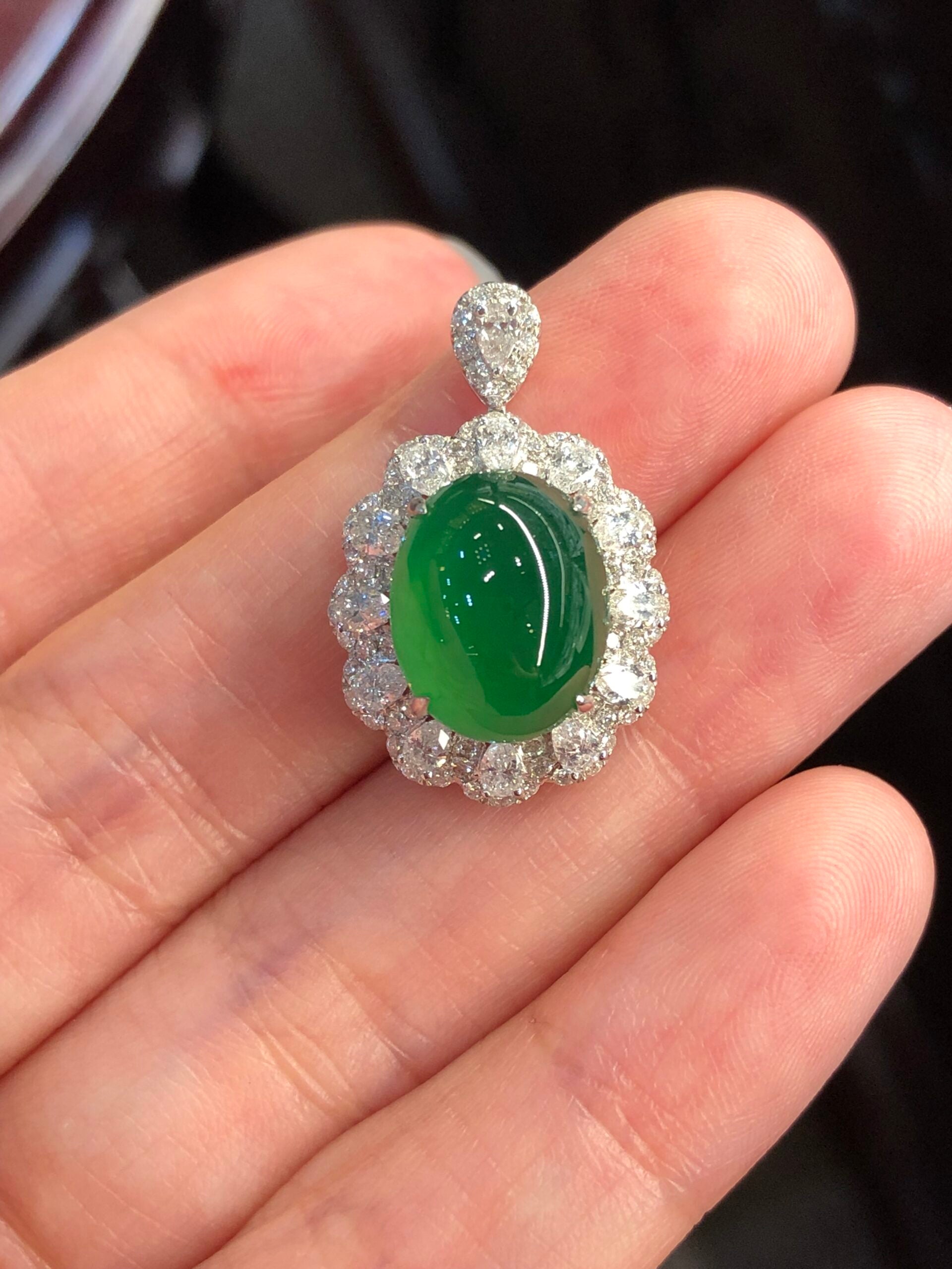 Green Jade Cabochon Ring/ Pendant