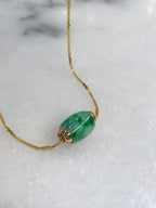 Green Jade Barrel(with 18K gold chain)