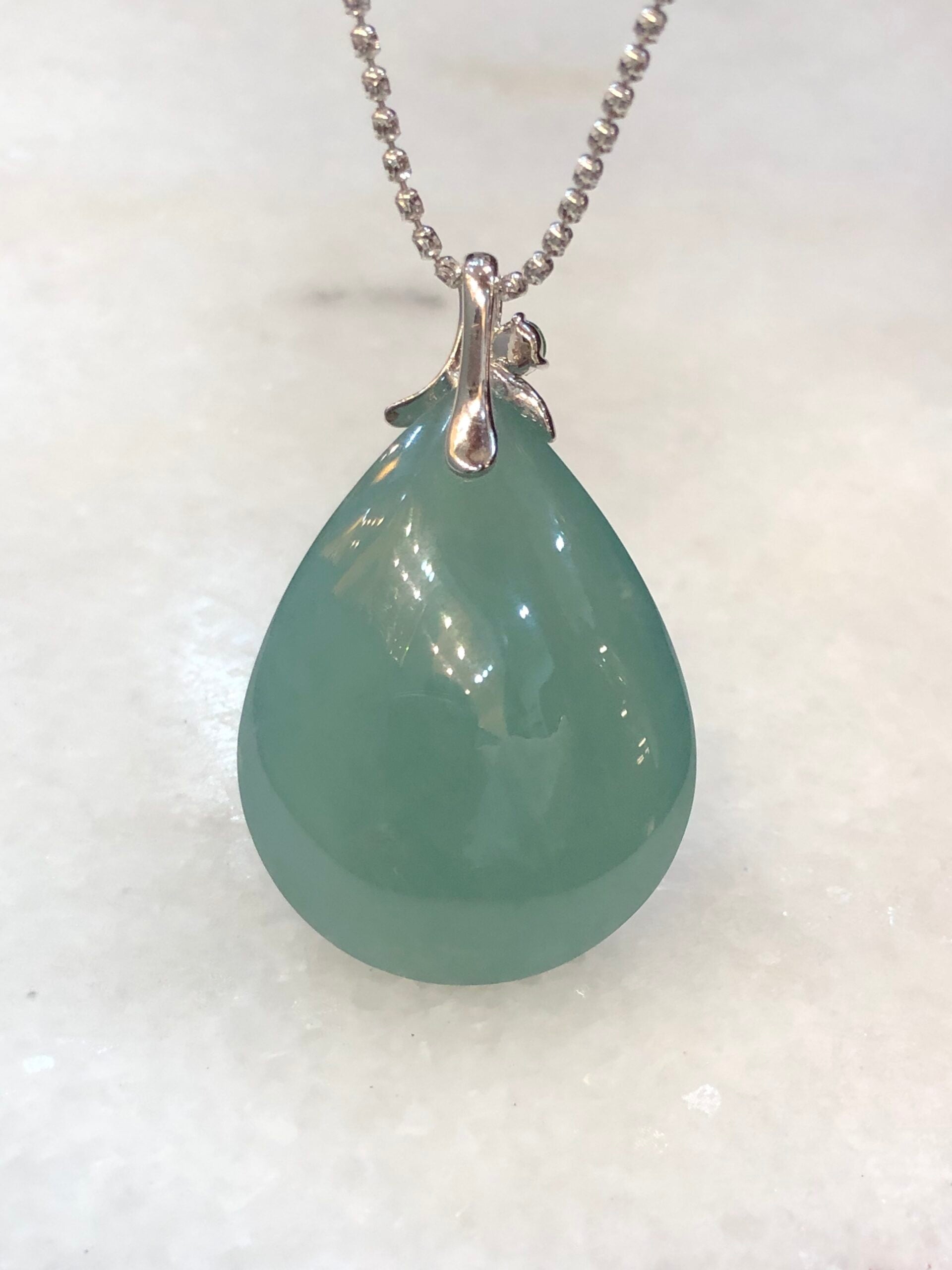Bluish Green Jade Dewdrop Pendant