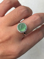 Natural Type A Icy Green Cabochon Jadeite Ring | ClassicJade Singapore