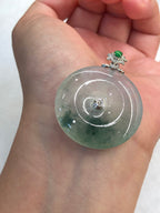 Icy with Bluish Green Floral Jade Safety Coin