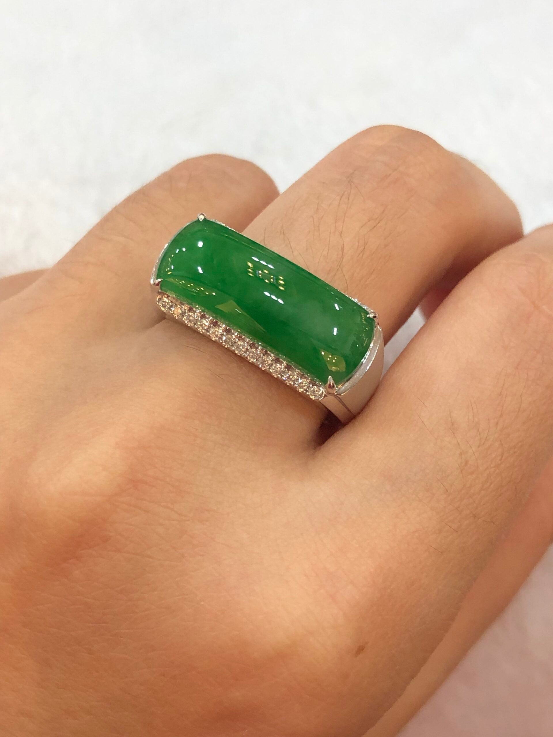 Green Jade Saddle Ring