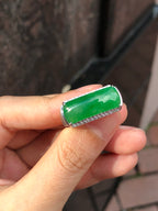 Green Jade Saddle Ring