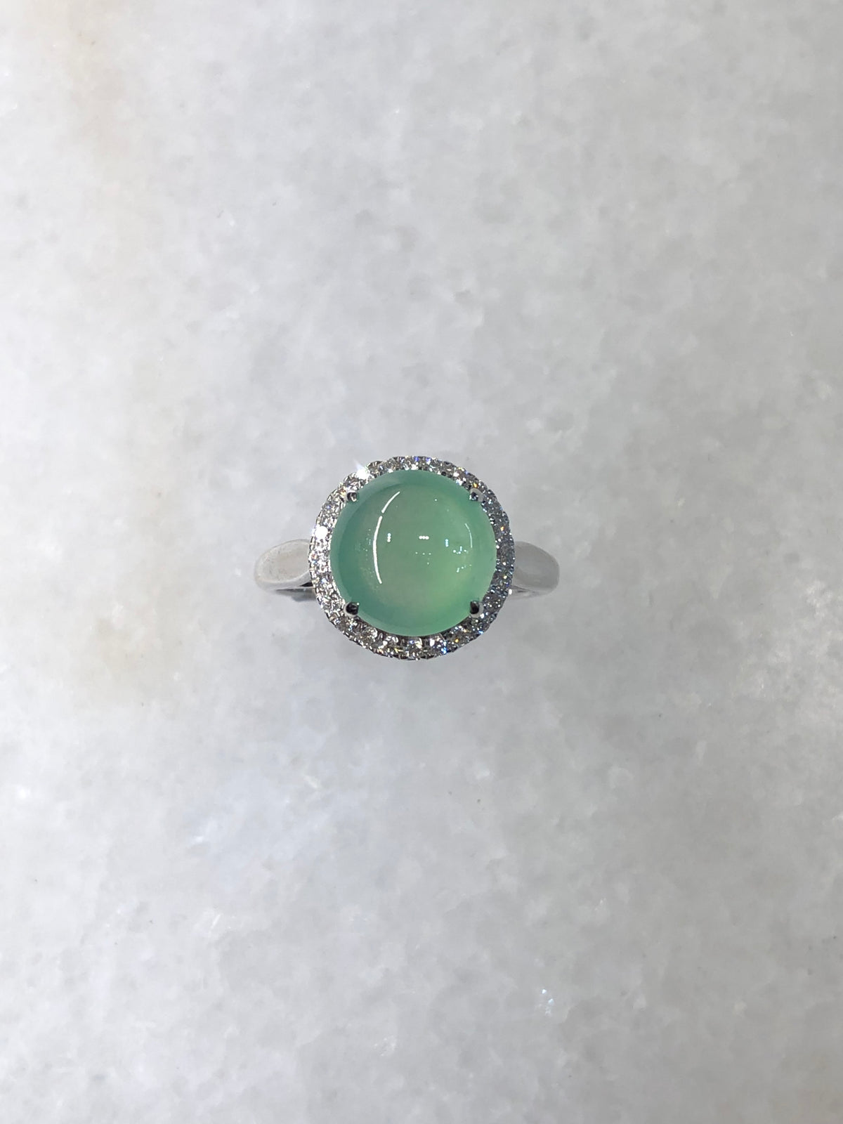 Natural Type A Icy Green Cabochon Jadeite Ring | ClassicJade Singapore