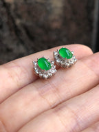 Icy Green Jade Cabochons Earrings