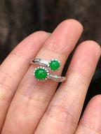 Green Jade Cabochons Ring