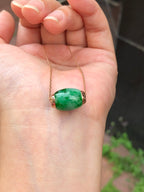 Green Jade Barrel(with gold chain)