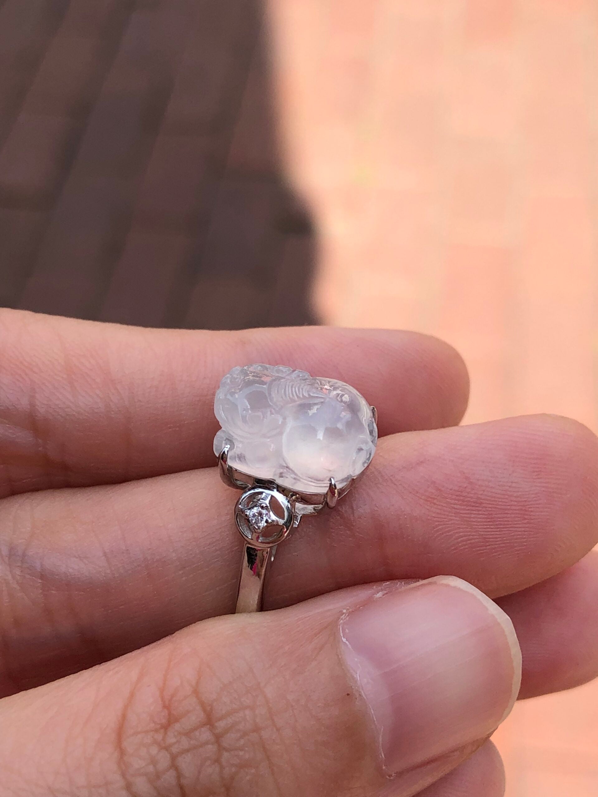 Icy Jade Pixiu Ring