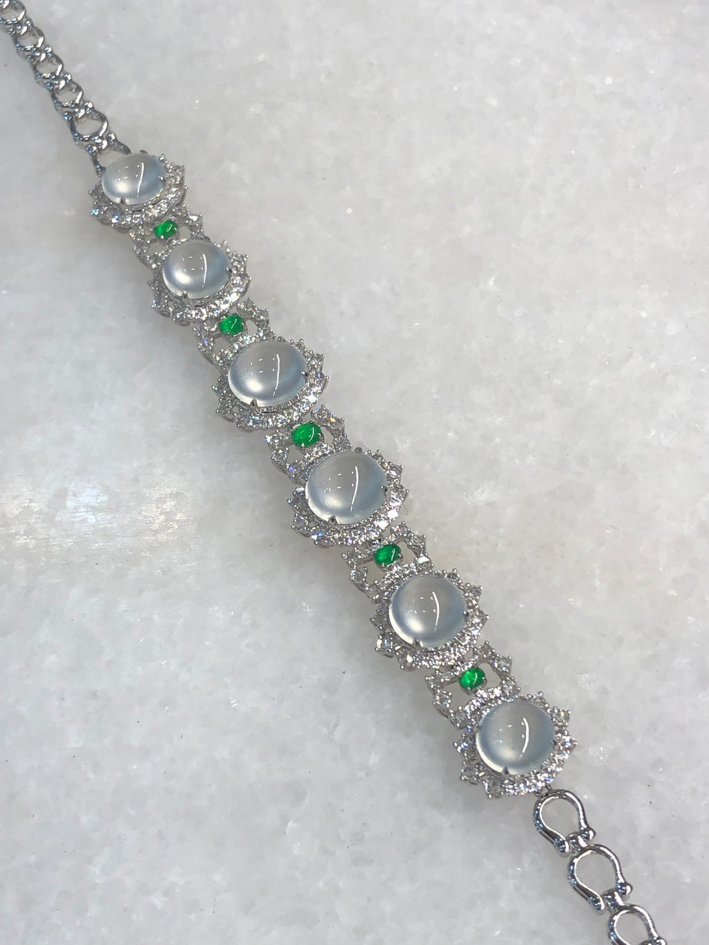 Icy Jadeite Cabochon Bracelet (Glassy Variety) | Natural Type A Jadeite | ClassicJade Singapore