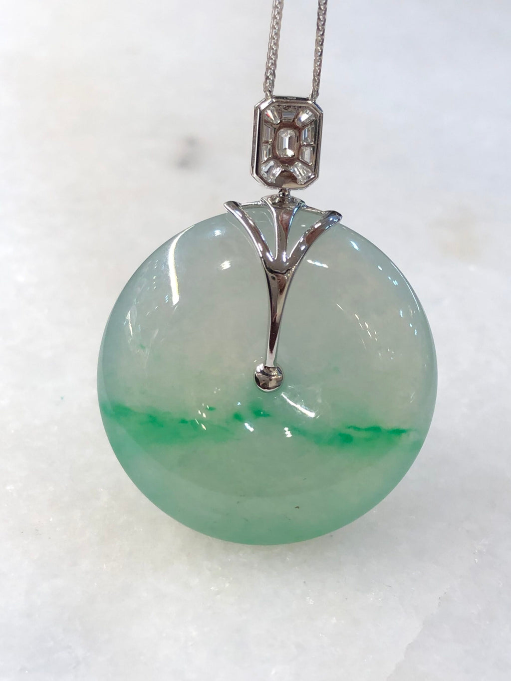 Icy Green Jade Safety Coin Pendant