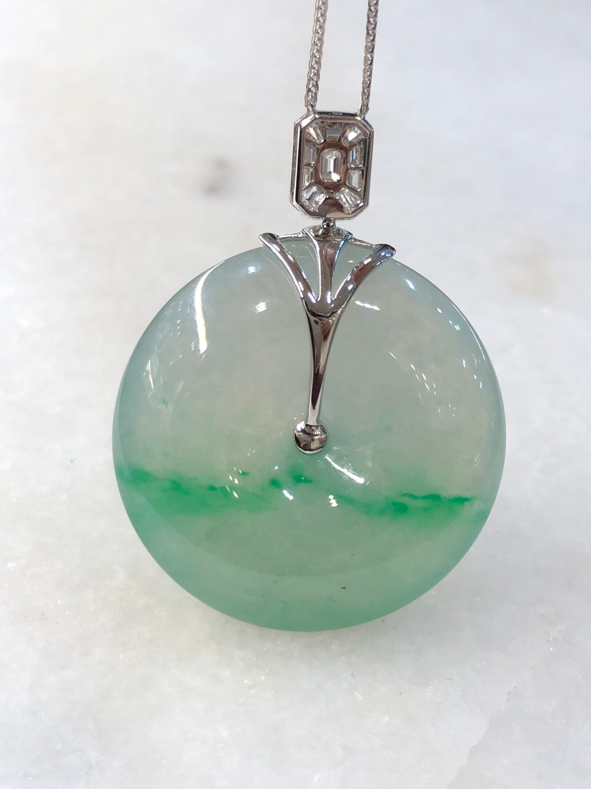 Icy Green Jade Safety Coin Pendant